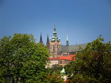 Prague Castle - Spring View From Charles Bridge Stock Photo Prague Castle - Spring View From Charles Bridge Stock Photo