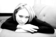 Blonde In Black And White Royalty Free Stock Photo