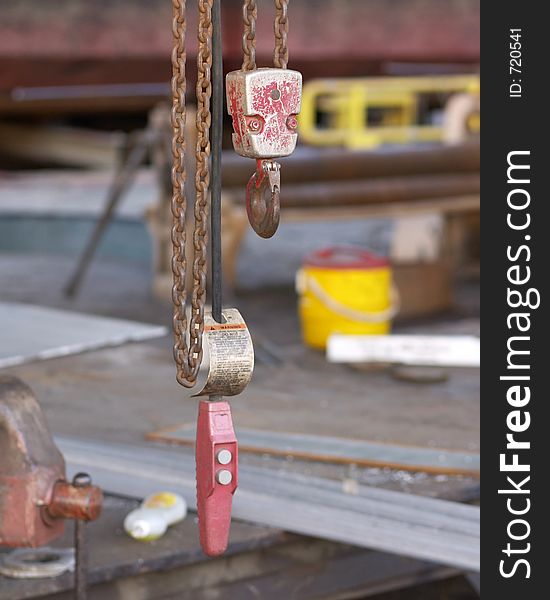 Close up of chain and hook. Close up of chain and hook