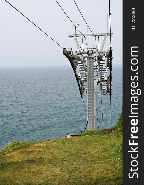 Cable railway construction at crimea mountains