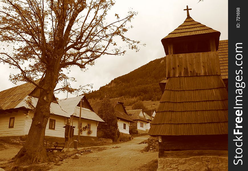 Historical village in Vlkolinec (Slovakia)