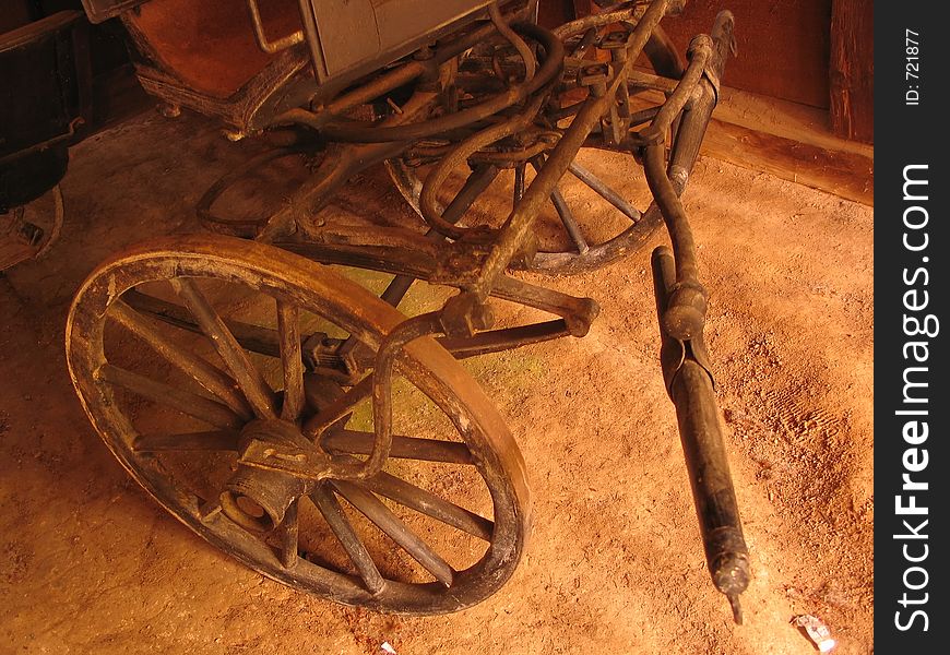 An old farmer´s coach in an historical museum. An old farmer´s coach in an historical museum.