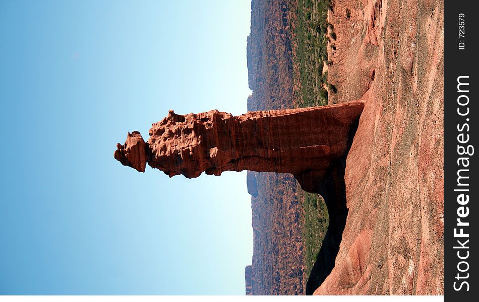 A natural stone formation in the form of a monk found in the desert of Argentina. A natural stone formation in the form of a monk found in the desert of Argentina