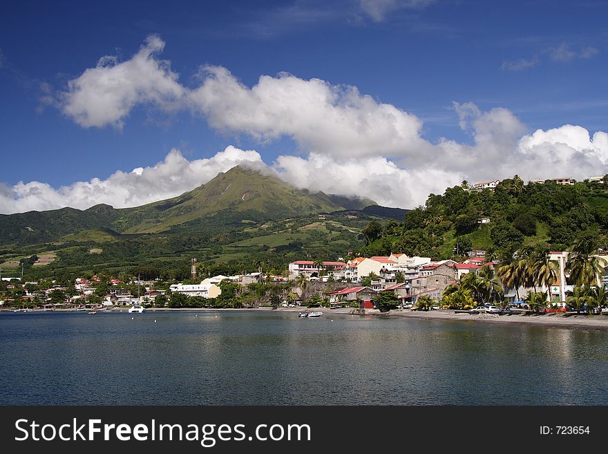 Caribbean Beach with a extinct volcano in the background. Caribbean Beach with a extinct volcano in the background