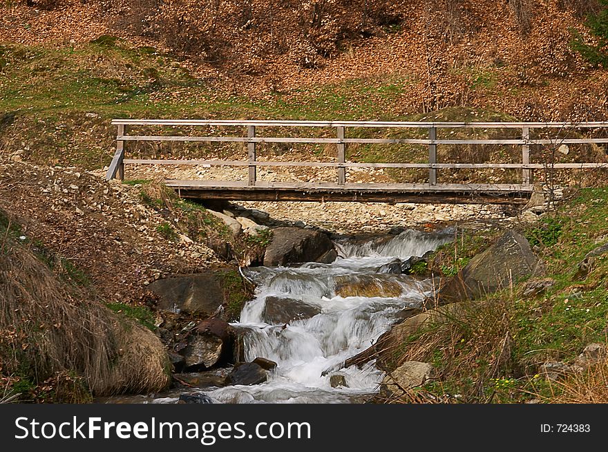 Bridge over mountain river. Bridge over mountain river