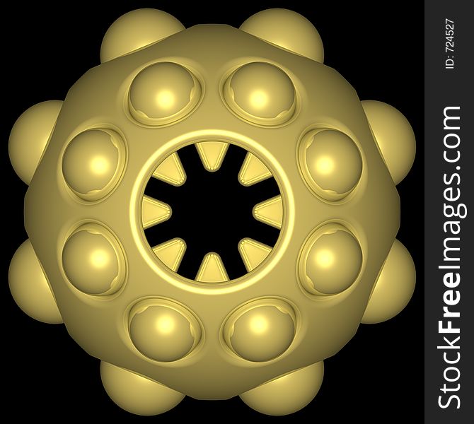 Metal sphere perforateed with spheres. Metal sphere perforateed with spheres