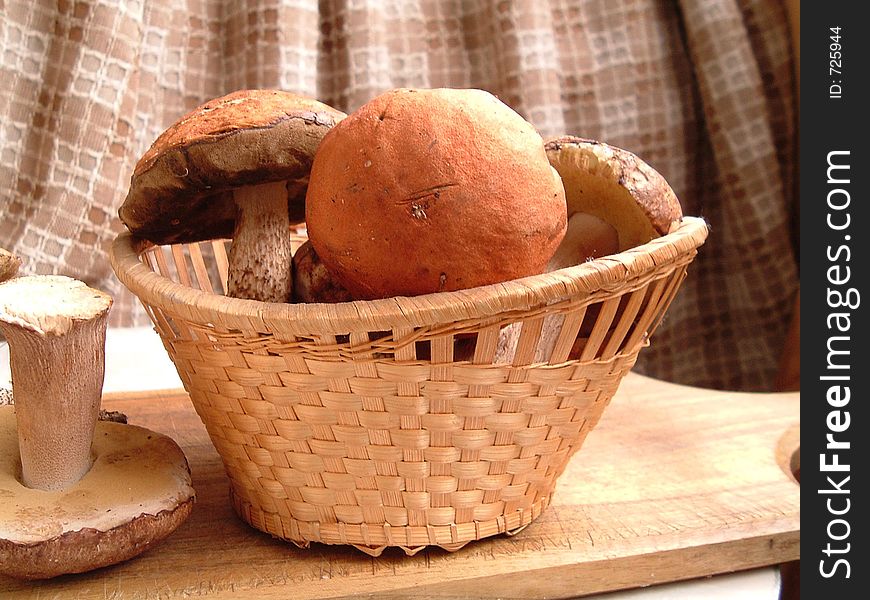 Mushrooms in basket. Mushrooms in basket