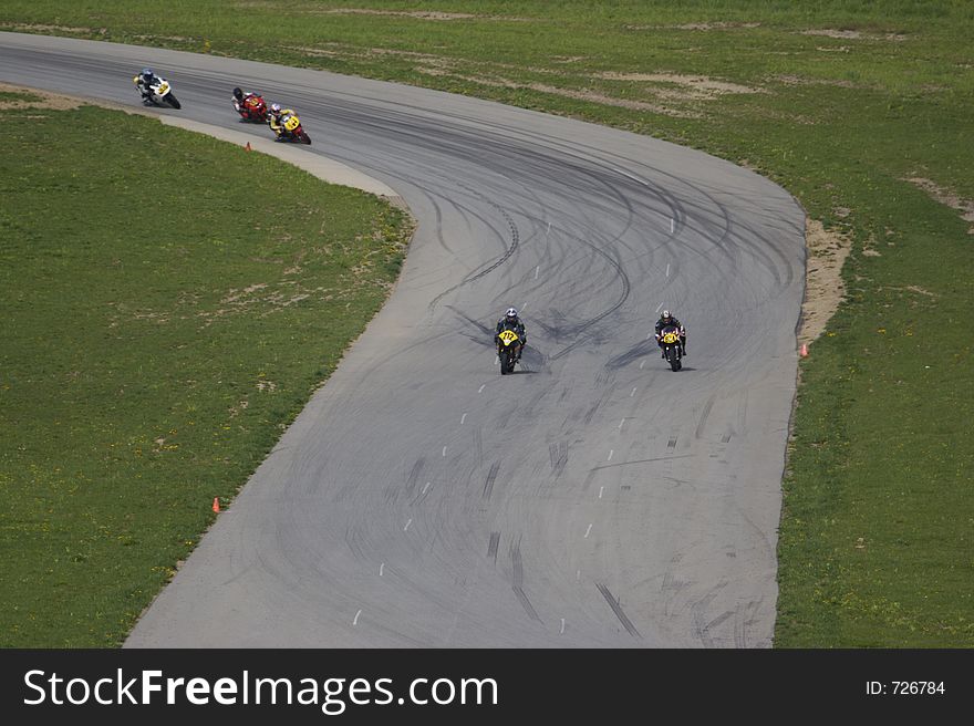 Racing Sport Bikes in a race