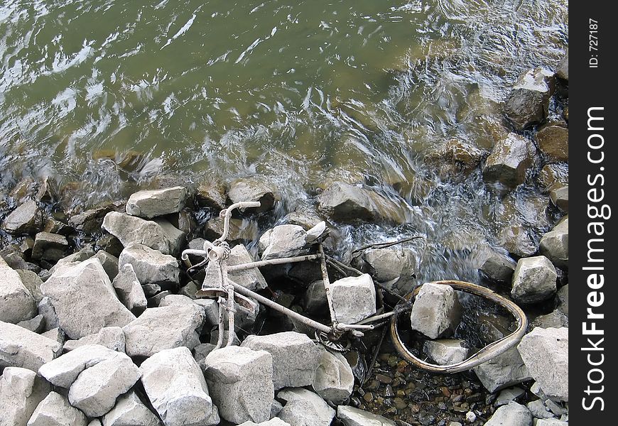 Bicycle Remains In A River