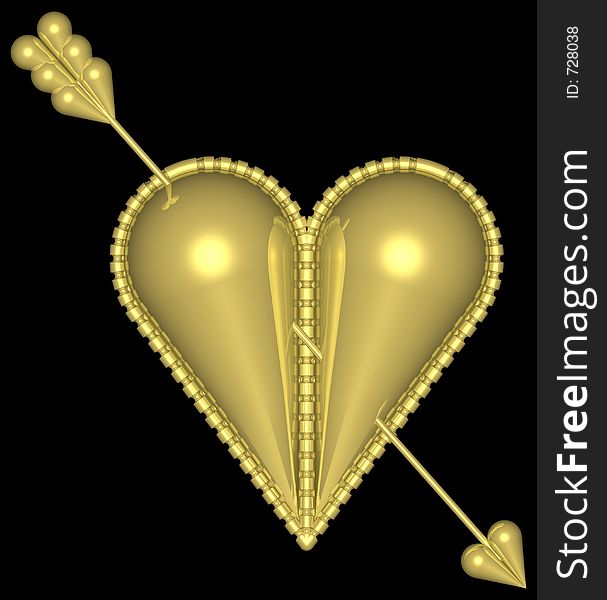 Golden metal Heart. Golden metal Heart