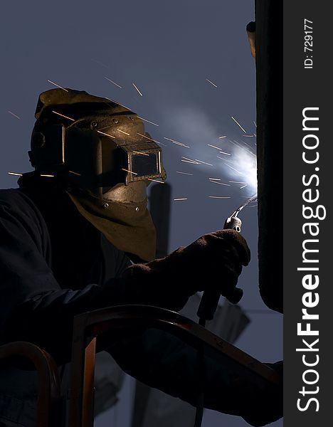 Welding at night. Welding at night