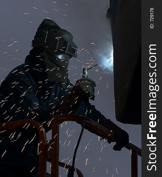 Welding at night. Welding at night