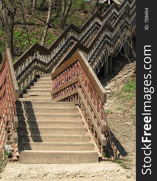 Wooden stairs in a park