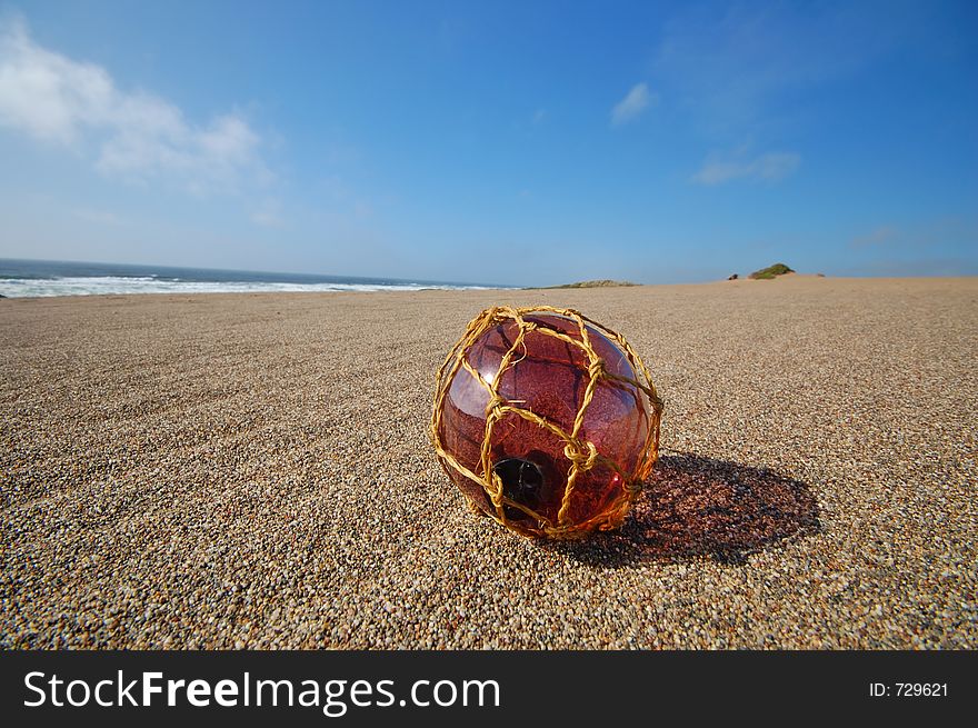 Japenese Fishing float on the beach. Japenese Fishing float on the beach