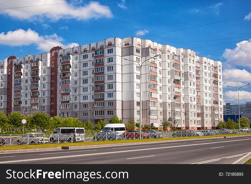 Modern residential area in the city on summer day