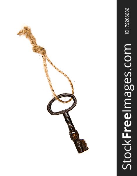 One Old Key From The Door Tied With Rope