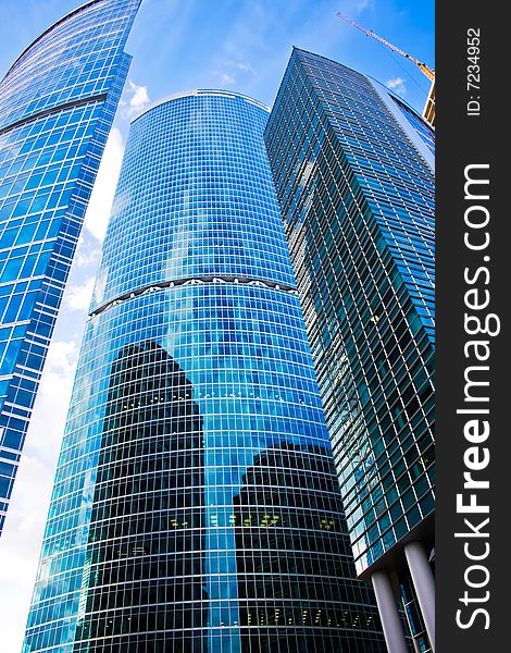 Reflections in modern office buildings, Moscow, Russia. Reflections in modern office buildings, Moscow, Russia