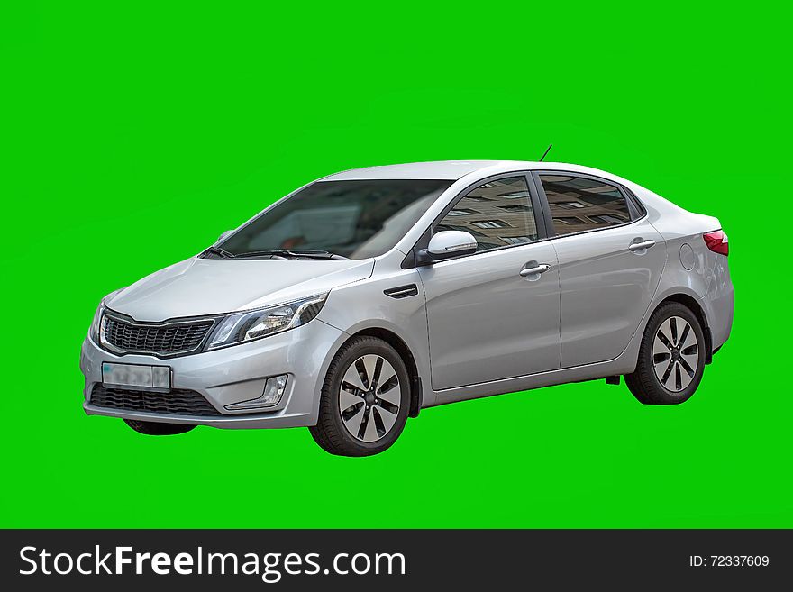 KIA car isolated on a green background. KIA car isolated on a green background.