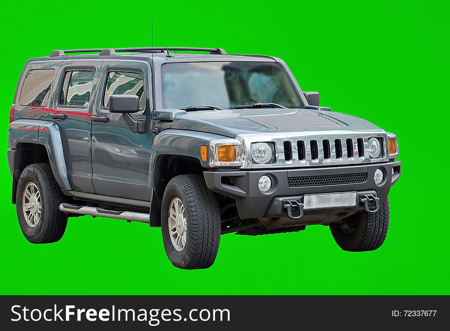 Hummer off-road vehicle isolated on a green background. Hummer off-road vehicle isolated on a green background.