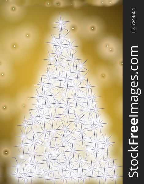 Christmas tree with star lites on gold