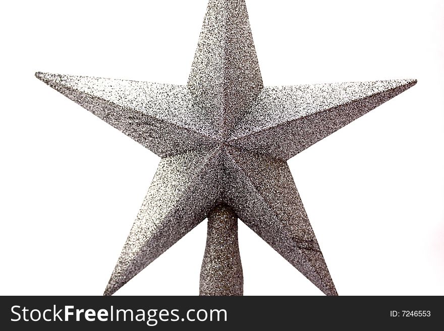 a beautiful silver star isolatedon a white background