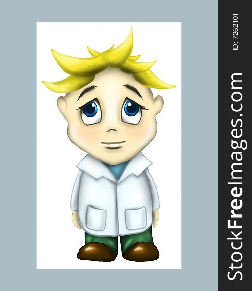 Funny blond scientist in anime style. Funny blond scientist in anime style