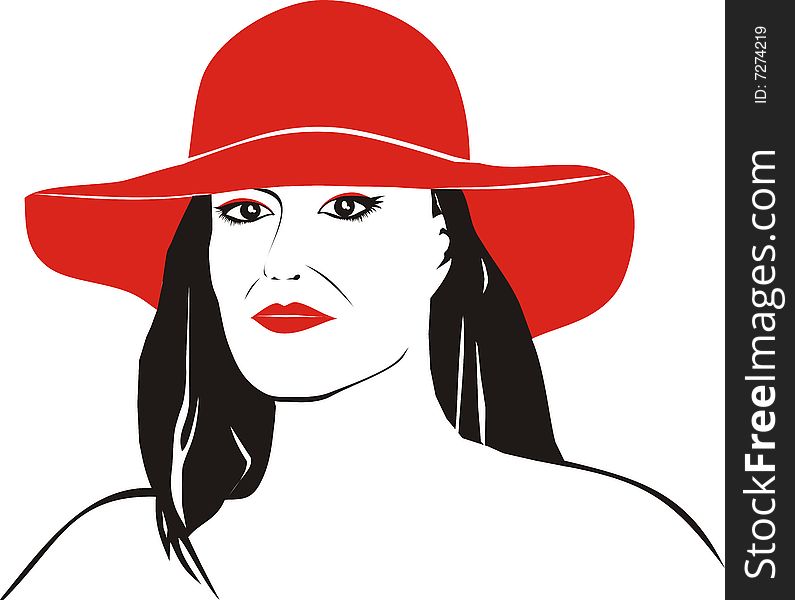 Portrait of ripe woman in a red Hat. Portrait of ripe woman in a red Hat