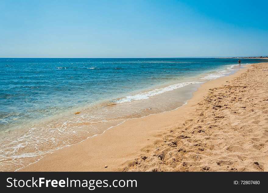 Empty beach on Black Sea, Crimea.