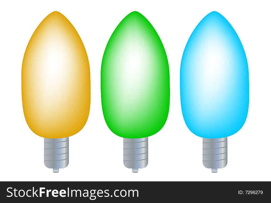 Christmas lights on white background, vector illustration