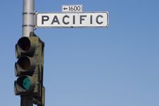 Pacific Road Sign Stock Photo