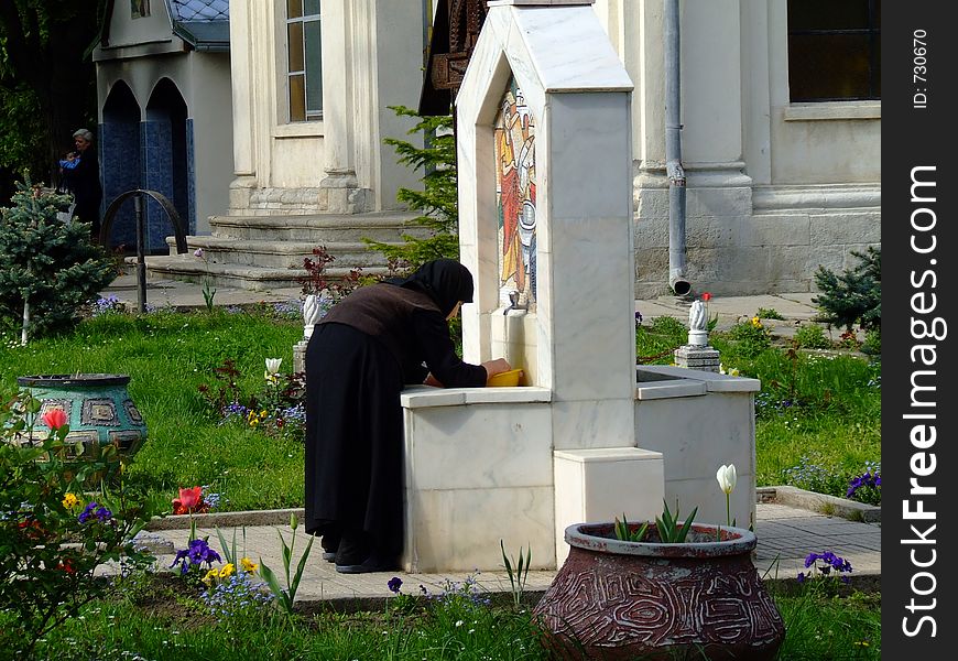 Old nun at a monastery near Bucharest. Old nun at a monastery near Bucharest