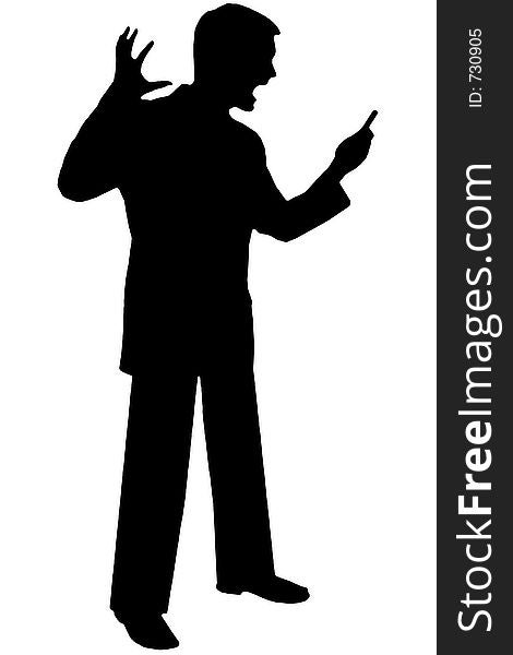 Black silhouette man on white