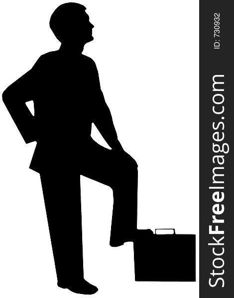 Black silhouette man on white