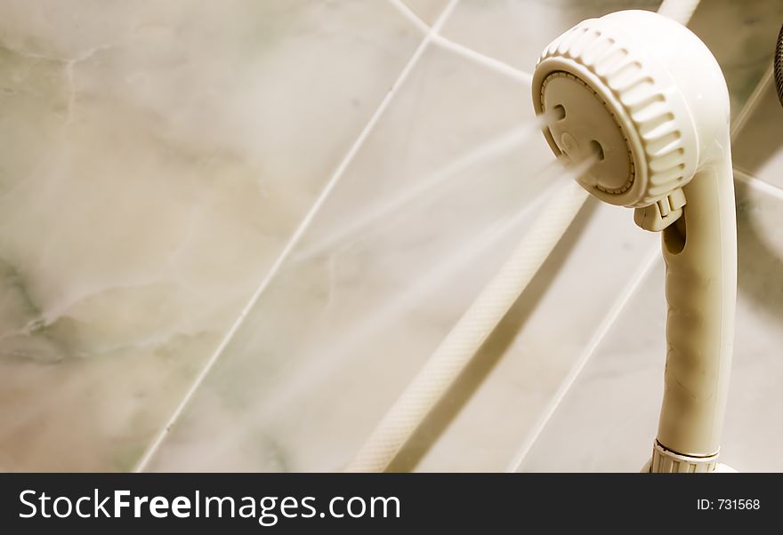 Bathroom Showerhead Closeup Slow Shutter Speed