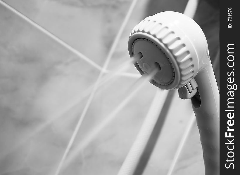 Bathroom Showerhead Closeup Slow Shutter Speed