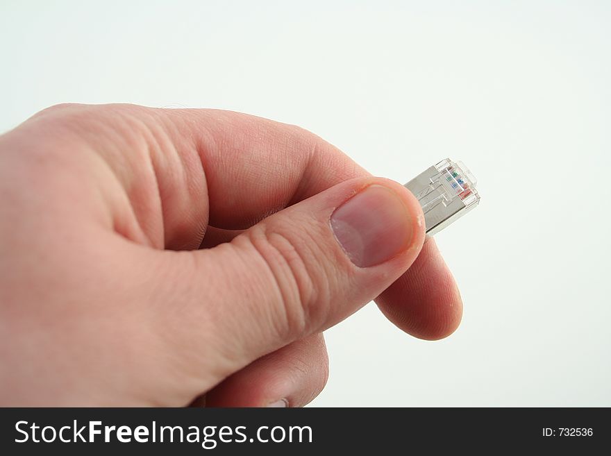 Network jack on a white background