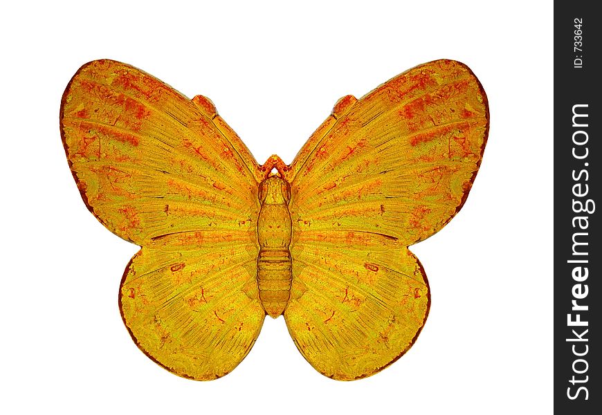 A butterfly made of plastic for decoration.