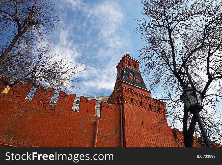 History Museum and Kremlin's tower at Red Suare in Moscow.