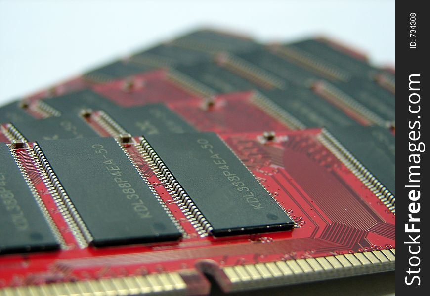 Red RAM modules close up