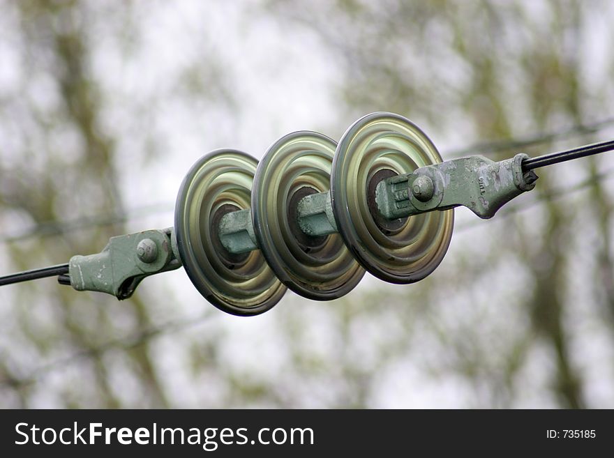 Detail of a railway electricity cable. Detail of a railway electricity cable