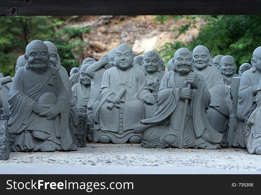 Figures inside the japanese temple. Figures inside the japanese temple