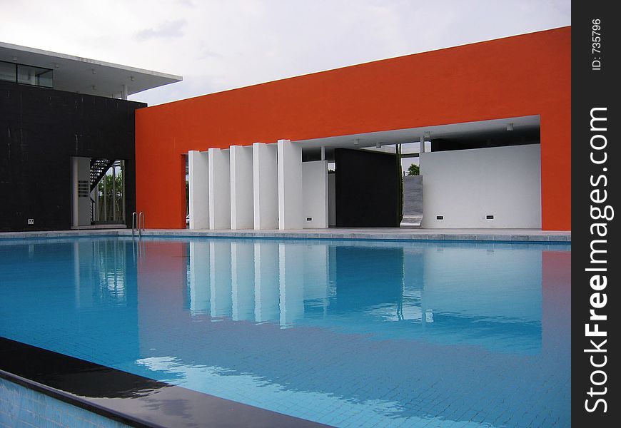 The stillness and calmness of a swimming pool