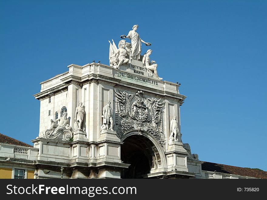 Beautiful and Ancient Arc and statues, Lisbon