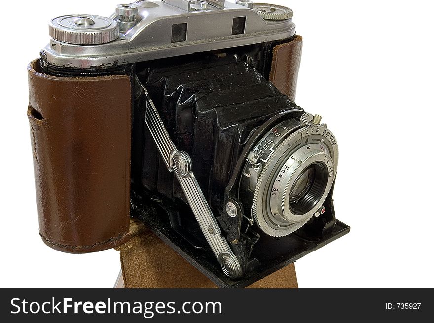Vintage Rangefinder camera over white background. Vintage Rangefinder camera over white background