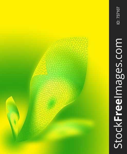 Science Fiction Abstract Illustration of an Flower in green and yellow color. Science Fiction Abstract Illustration of an Flower in green and yellow color