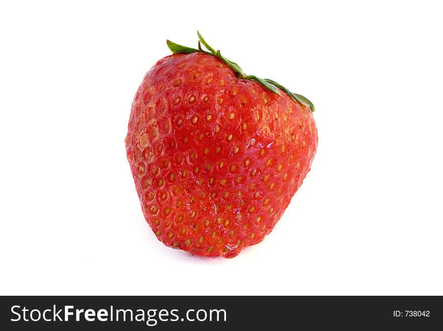Wet Strawberry on white background