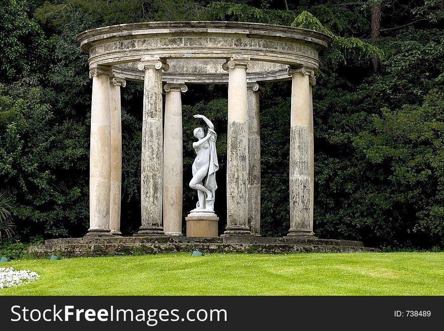 Pavilion with statue