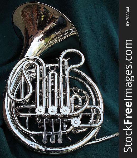 Close up brass french horn