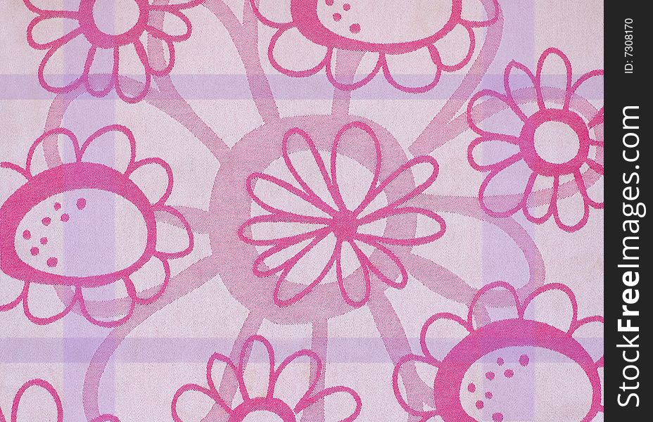Colored kitchen towel with pink flower and stripe pattern. Colored kitchen towel with pink flower and stripe pattern