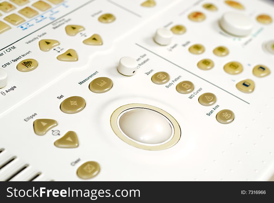 Control panel of medical ultrasound scanner. Control panel of medical ultrasound scanner